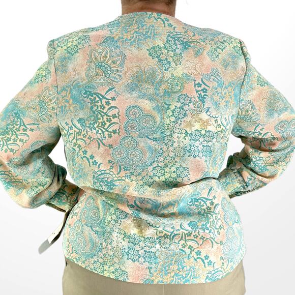 90s BROWNSTONE STUDIO Vintage Paisley Mixed Media Button Up - Picture 4 of 13